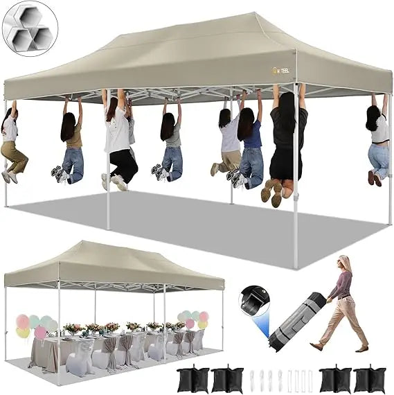 HOTEEL 10x20 Pop up Canopy Tent, Heavy Duty Easy Setup Tent Without Sidewalls