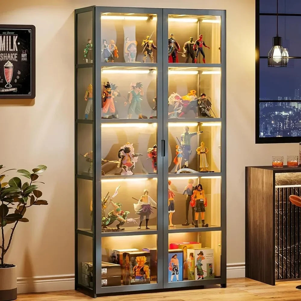 Glass Display Cabinet w/Acrylic Glass Door, Collectibles Toy Organizers Rack & Display Shelf