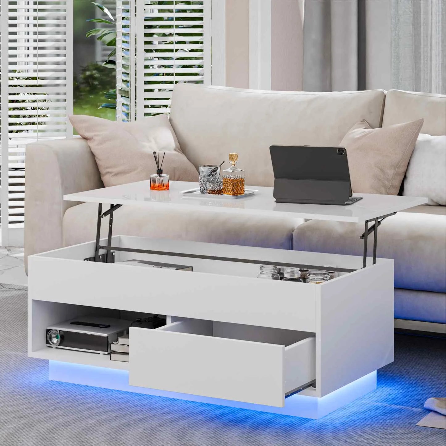 LED Lift Coffee Table The Ultimate Modern Furniture with Height Adjustment and Sleek Design