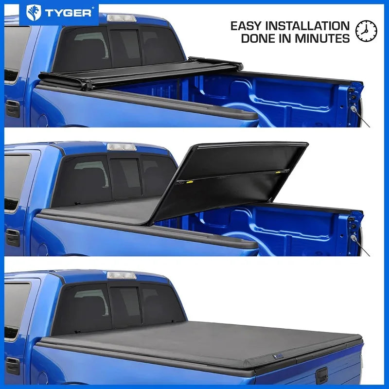 T3 Soft Tri-fold Truck Bed Tonneau Cover Compatible with 2019-2024 Chevy Silverado GMC Sierra 1500