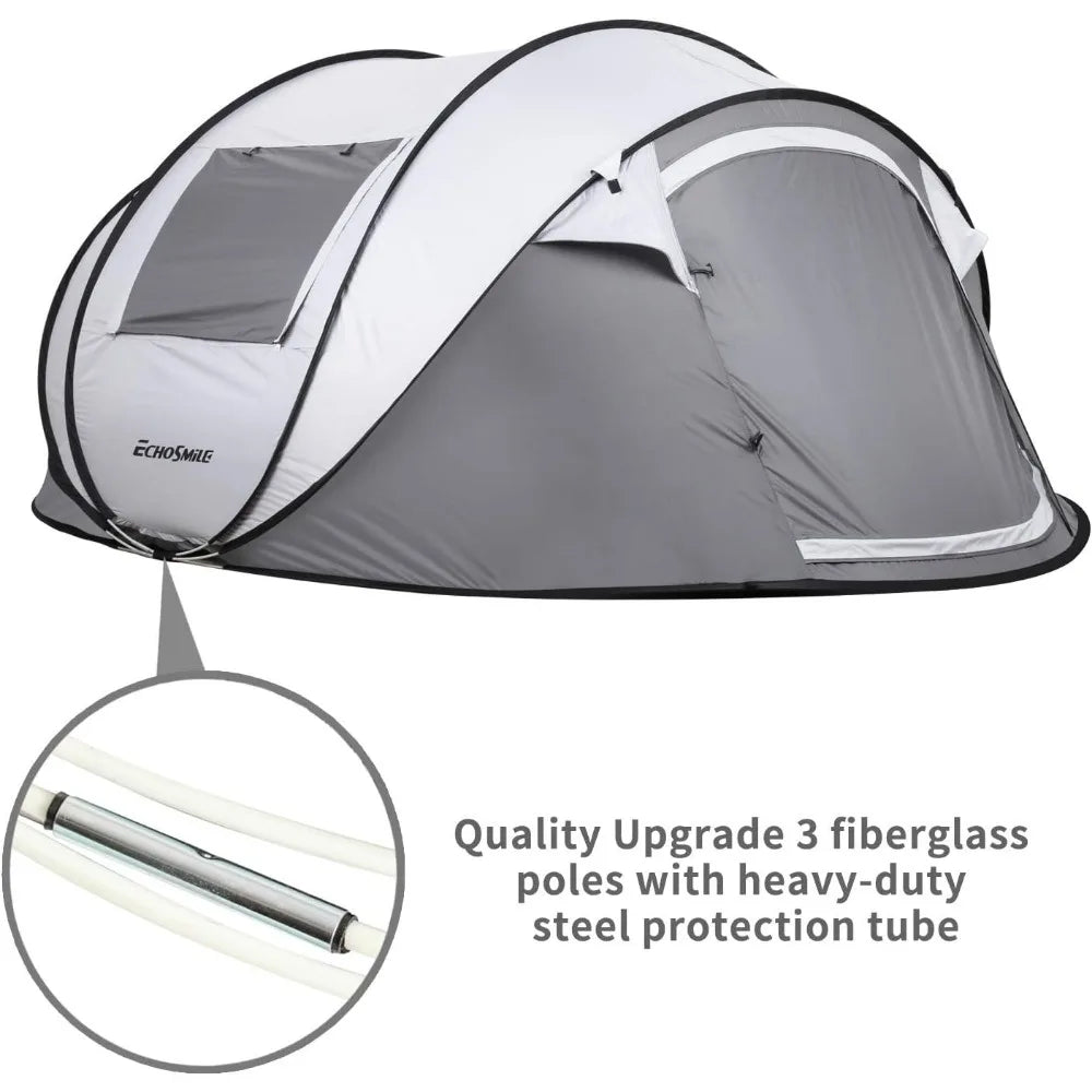 ECHOSMILE Camping Instant Tent, 2/4/6/8/10 Person Pop Up Tent, Water Resistant Dome Tent, Easy Setup