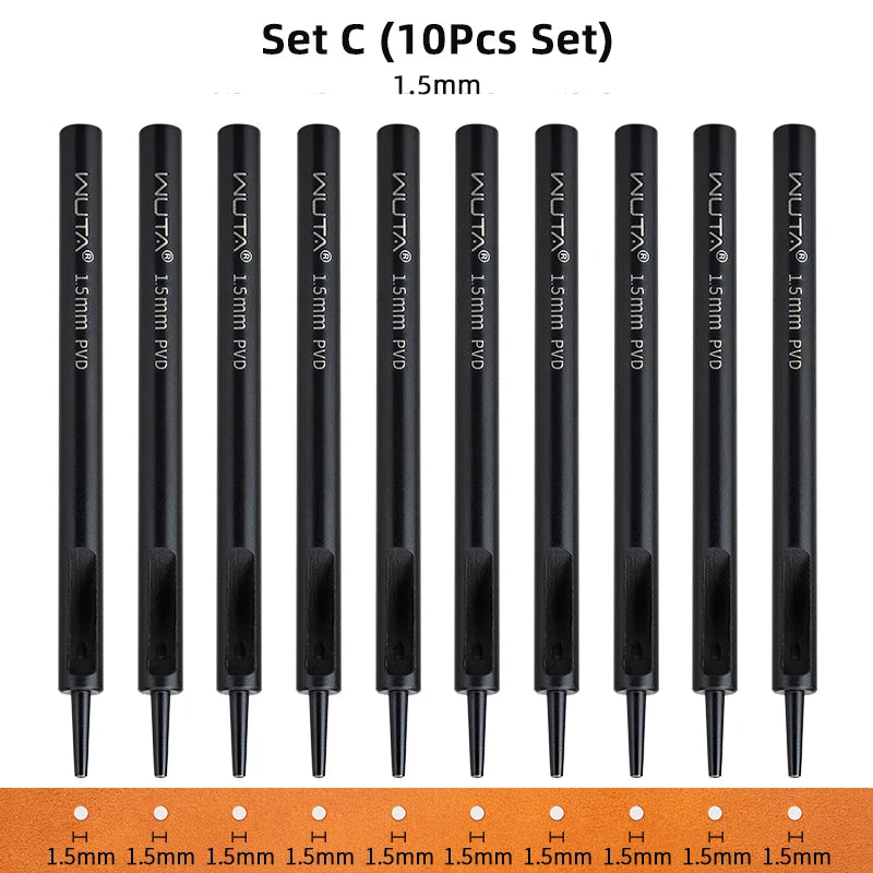 WUTA Plating Titanium Leather Hollow Punching Tool Set Round Hole Puncher DIY Craft for Leather