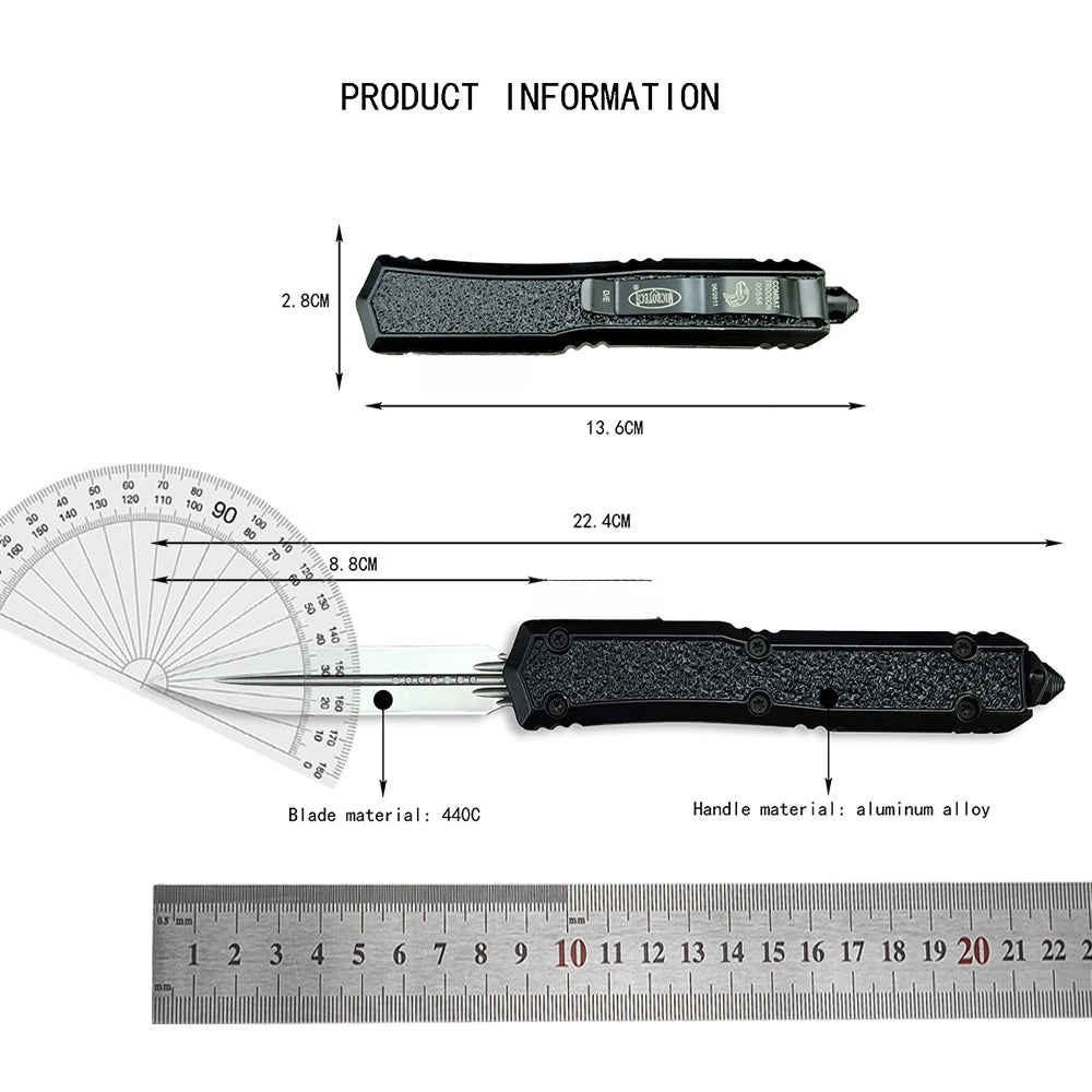 Tactical Pocket Utility Carry 440C Blade Self-defense Hunting Sharp Knife Aluminum Alloy Handle