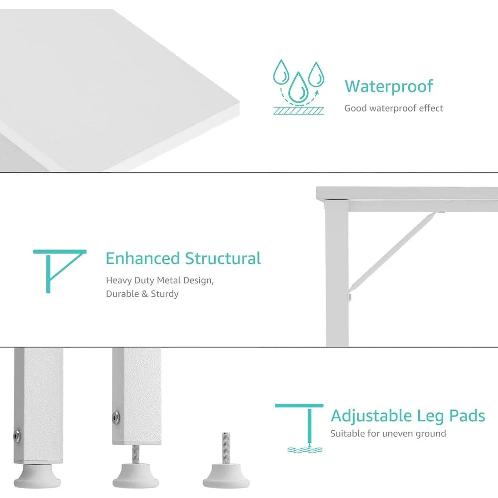 RUO WU 39 Inch White Computer Desk W/Power Outlet Table Pliante