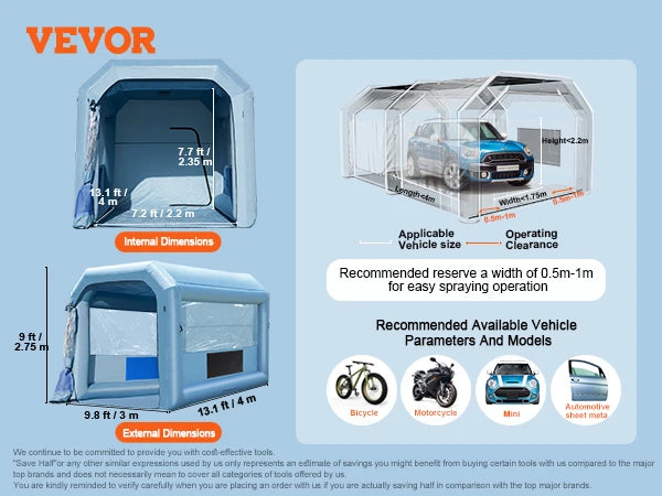 SucceBuy Inflatable Paint Booth Inflatable Spray Booth with Powerful Blowers and Air Filter System