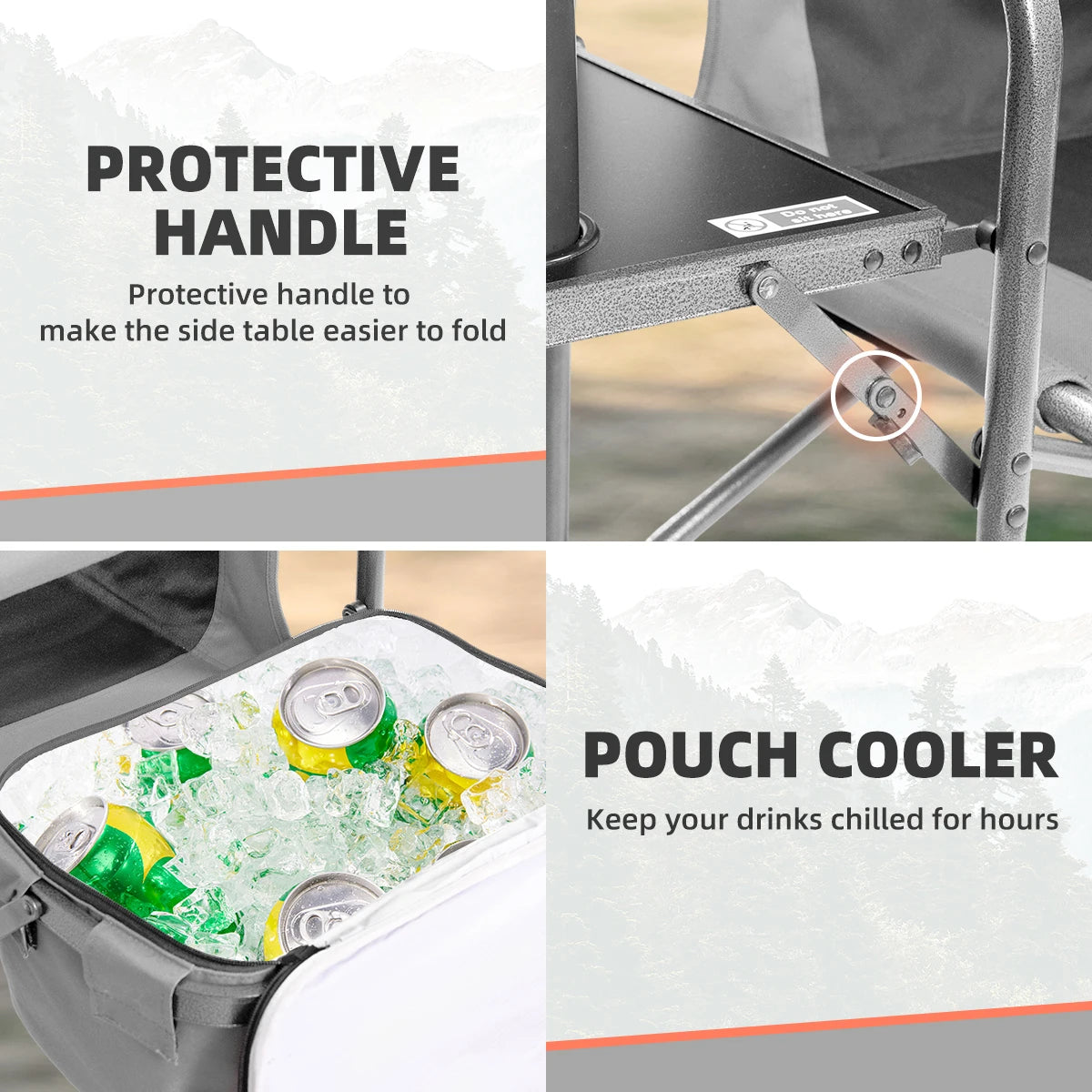 Tisetrail Director Camping Chair with Cooler Bag Camping Directors Chair with Foldable Side Tray