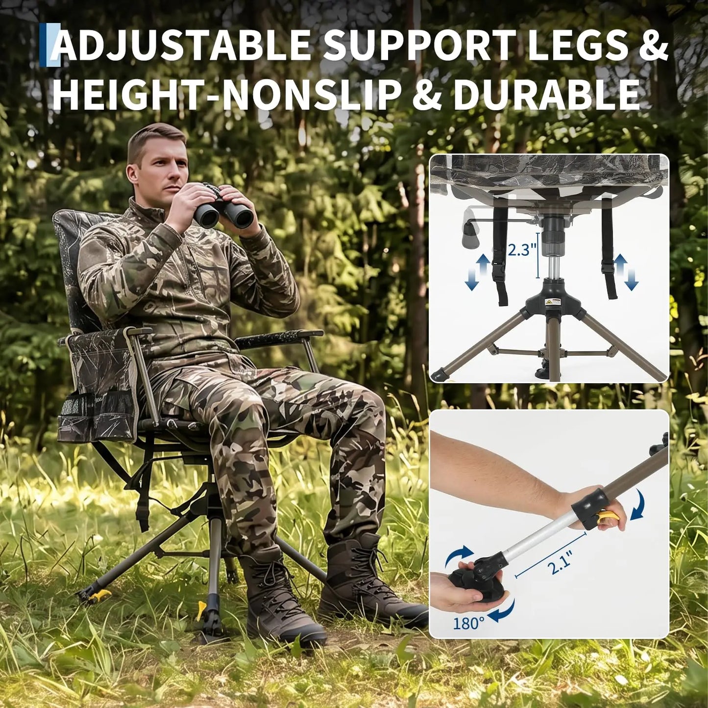 Portable Camouflage Hunting Chair, Folding Lightweight Outdoor Camping Stool/Stainless Steel Frame