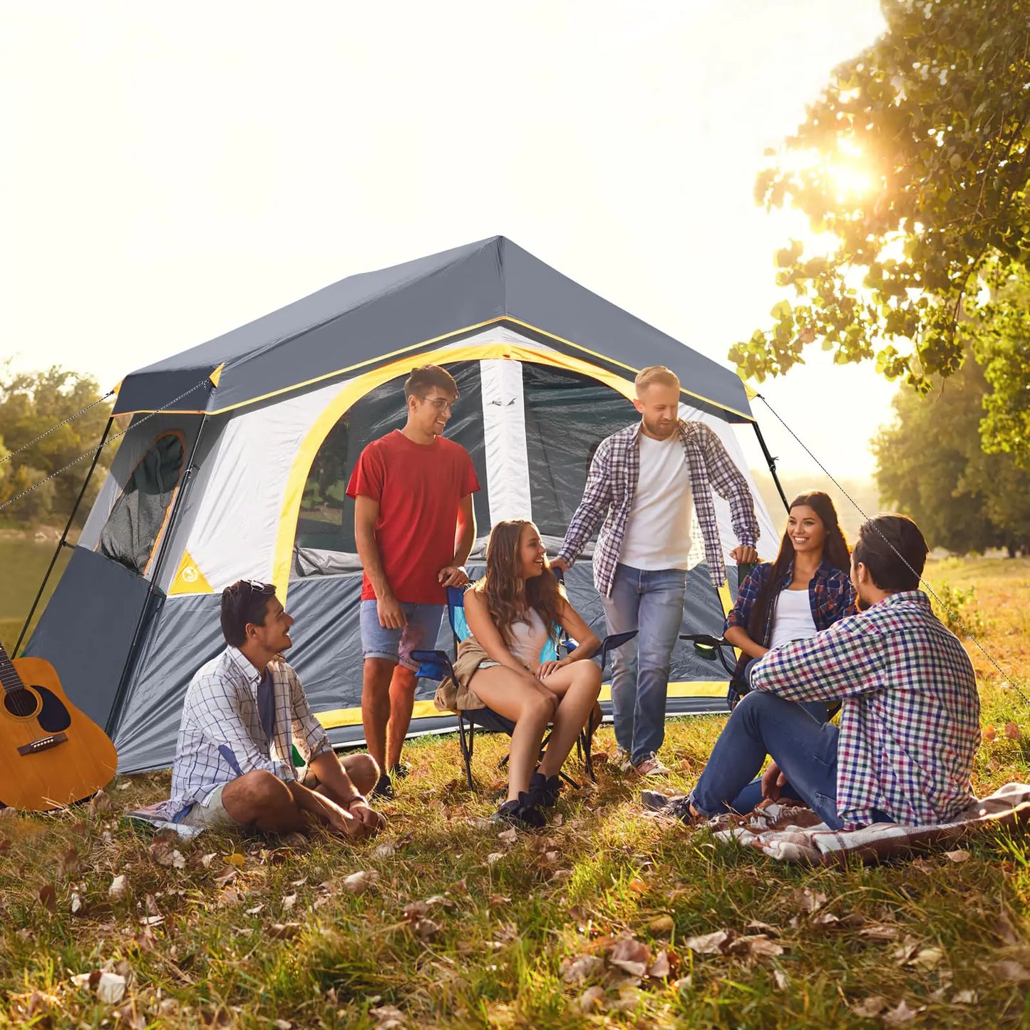 Hiker Garden 8 Person Camping Tent - Portable Family Cabin Tent for Camp, Windproof Fabric Camp Tent