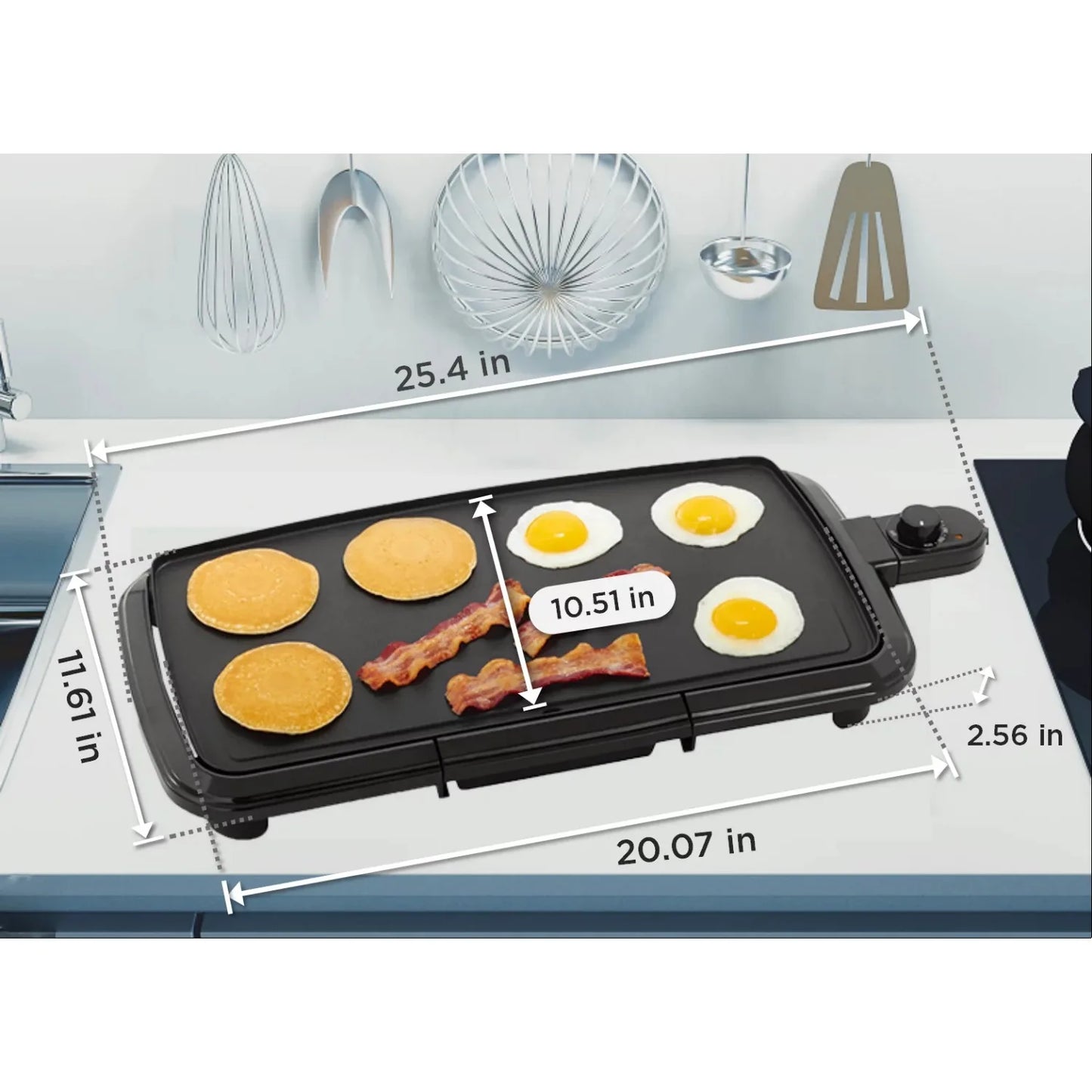 Dishwasher-Safe 20" Black Griddle with Adjustable Temperature Control