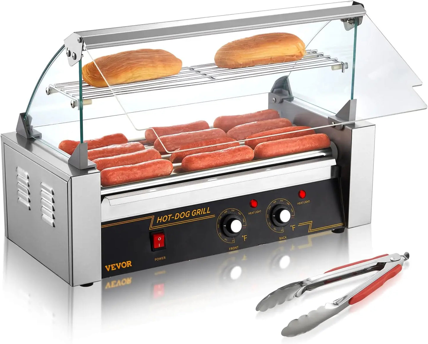 Hot Dog Roller 7 Rollers 18 Hot Dogs Capacity 1050W Stainless Sausage Grill Cooker Machine