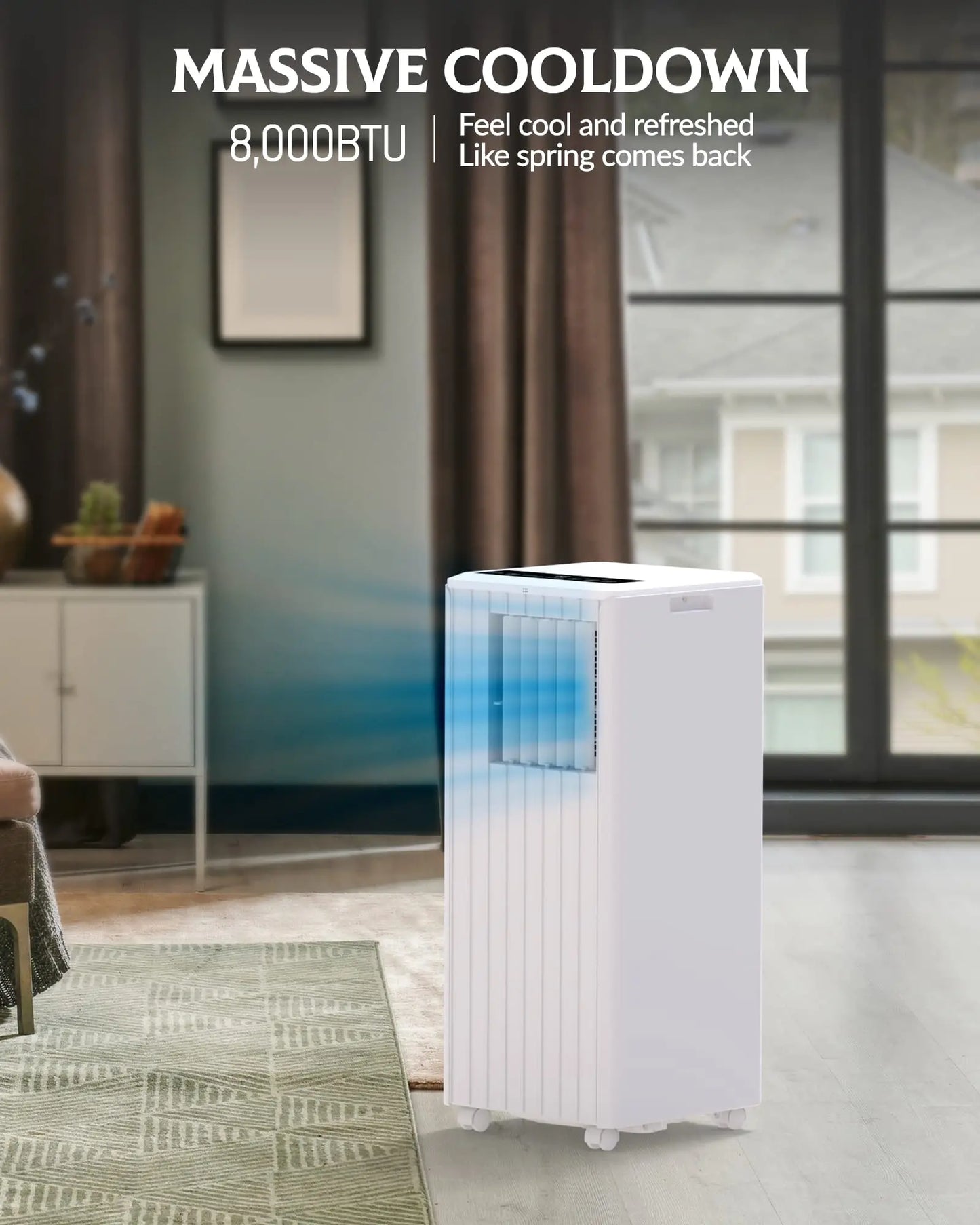 8,000 BTU Portable Air Conditioner, 3-in-1 AC Unit/350 Sq. Ft., Remote Window Kit Included, 115V