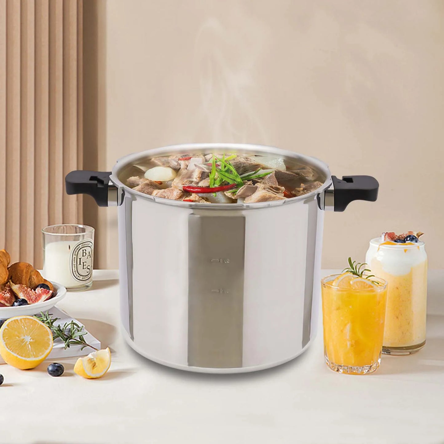 23 Quart Pressure Canner and Cooker with Pressure Gauge 13PSI 90KPA Explosion Proof Safety Valve