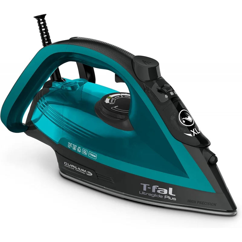 T-Fal Ultraglide Steam Iron, Durilium Soleplate, Precision Tip, Anti-Drip,1800 Watts, Ironing, Teal