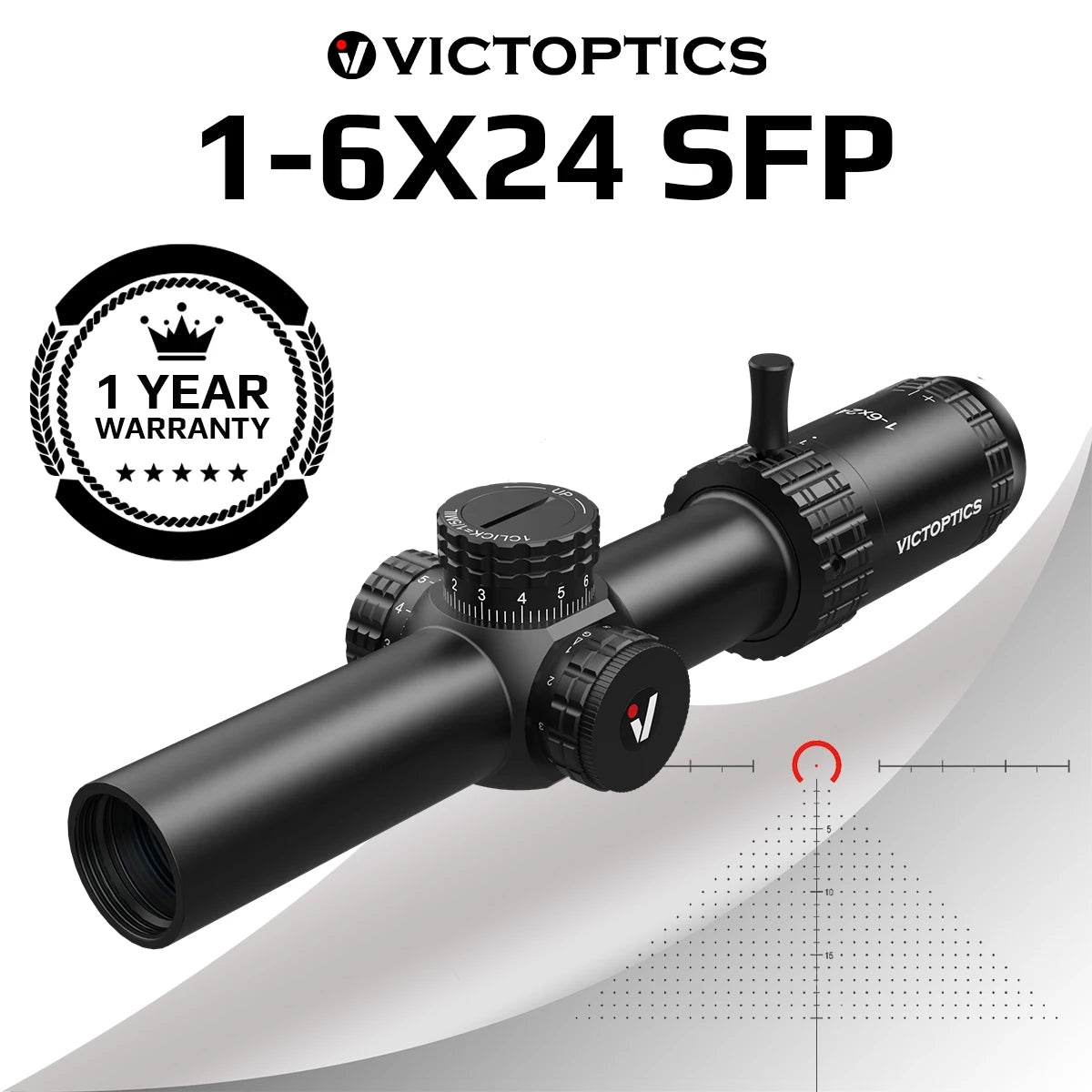 VictOptics S6 1-6x24 SFP Riflescope Red & Green Illumination Turret Lock System  AR 15 .223 5.56