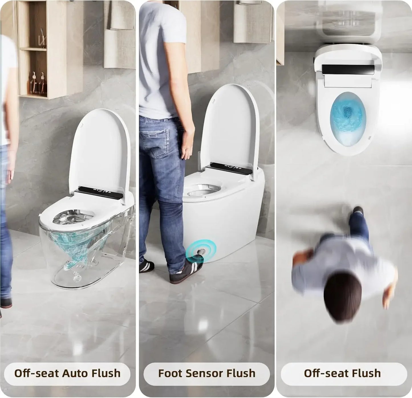 Tankless Smart Toilet/Bidet One-piece Bidet Toilet Seat Auto Flush Auto Open & Auto Close Heatd Seat