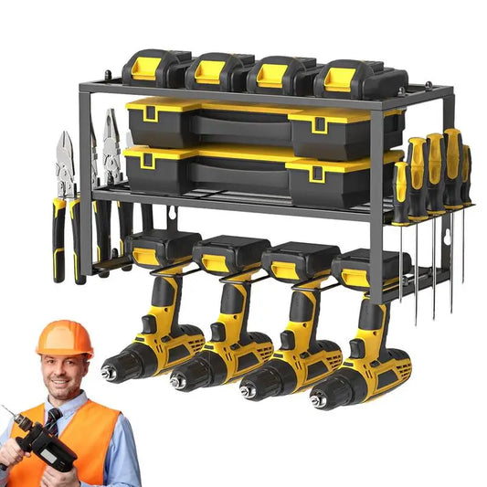 Power Tool Organizer/Reinforced Drill Organizer Wall Mounted Easy Installation Space-Saving