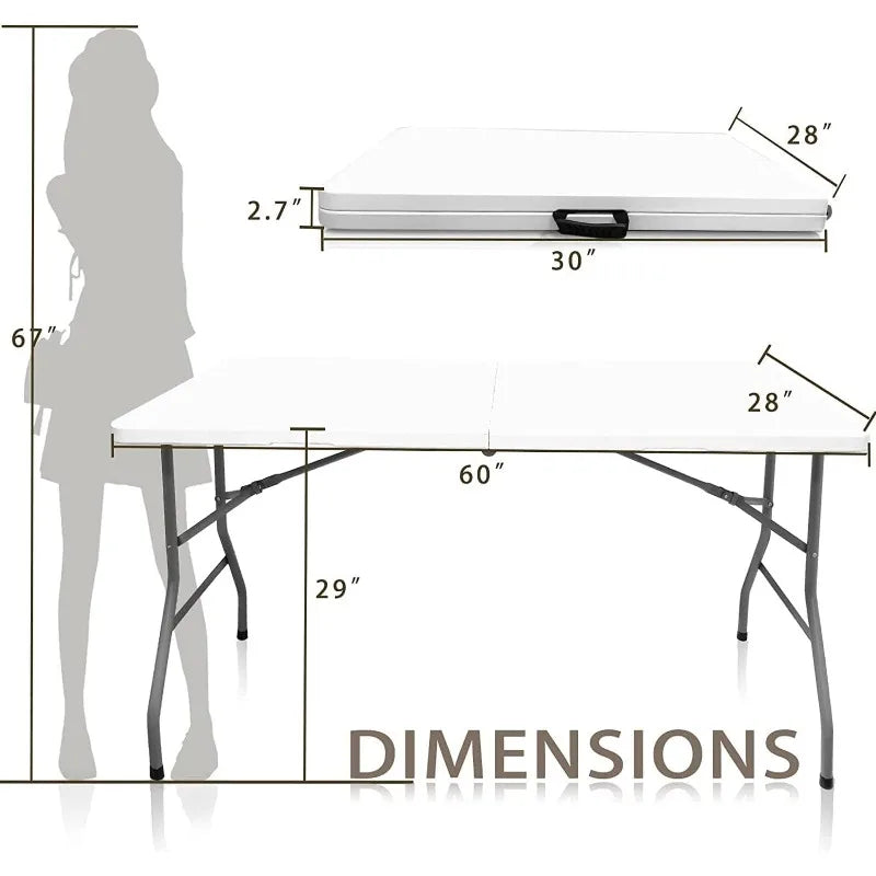 Folding Table 4/5/6ft, Heavy Duty Portable Folding Plastic Table,Folding Picnic Tables