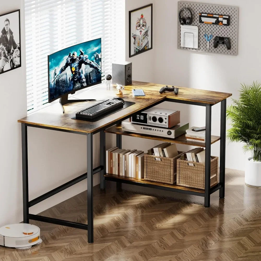 L-Shaped Desk - 39 Inch Home Office Computer Desk with Shelf, Gaming Desk, Corner Table