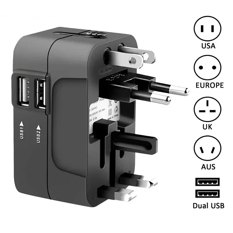 Travel Adapter, Worldwide All In One Universal Travel Adapter Wall Charger AC Power Plug Adapter