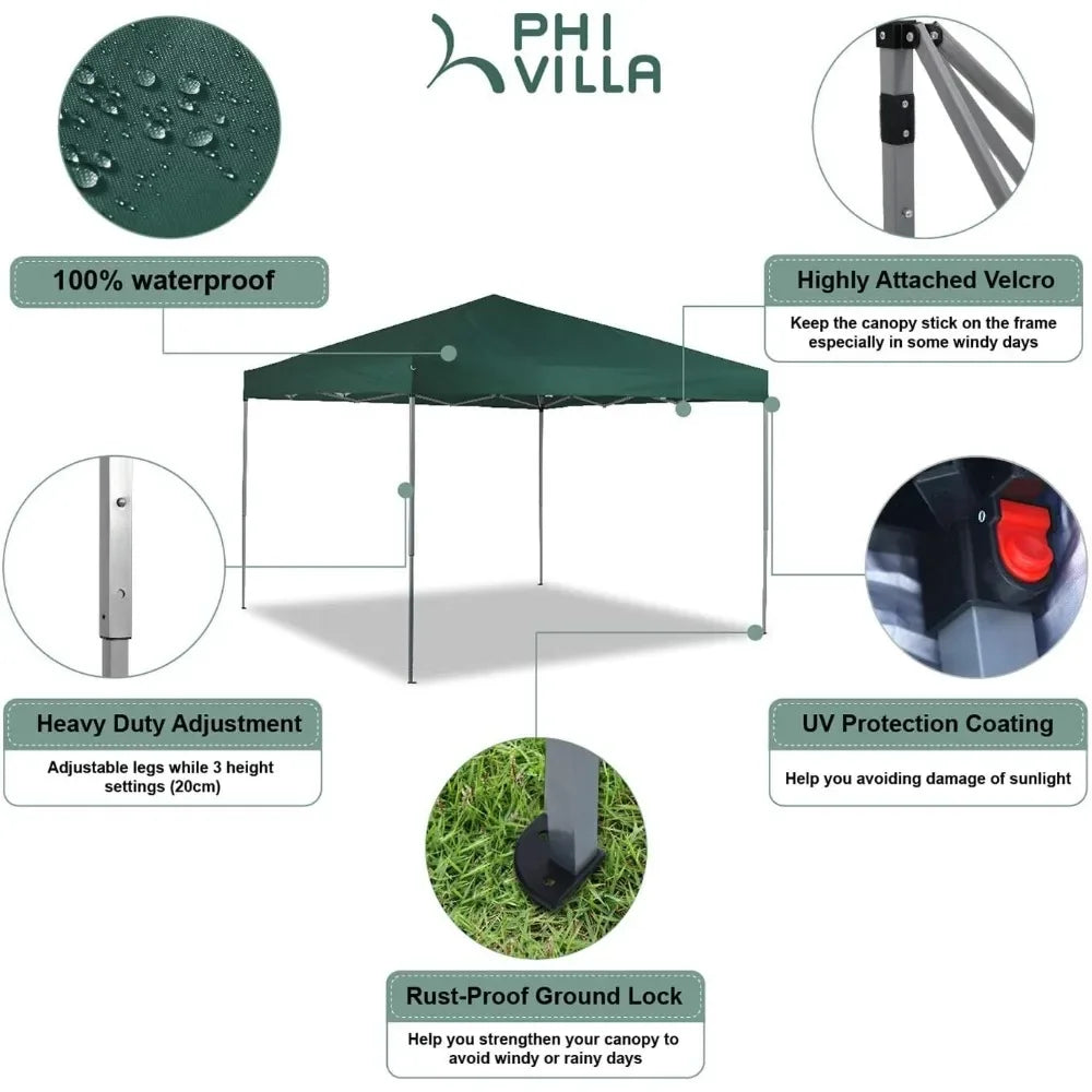 Pop up Canopy 10'x10' Tent Camping Sun Shelter-Series Party Tent, 100 Sq. Ft of Shade (Green)