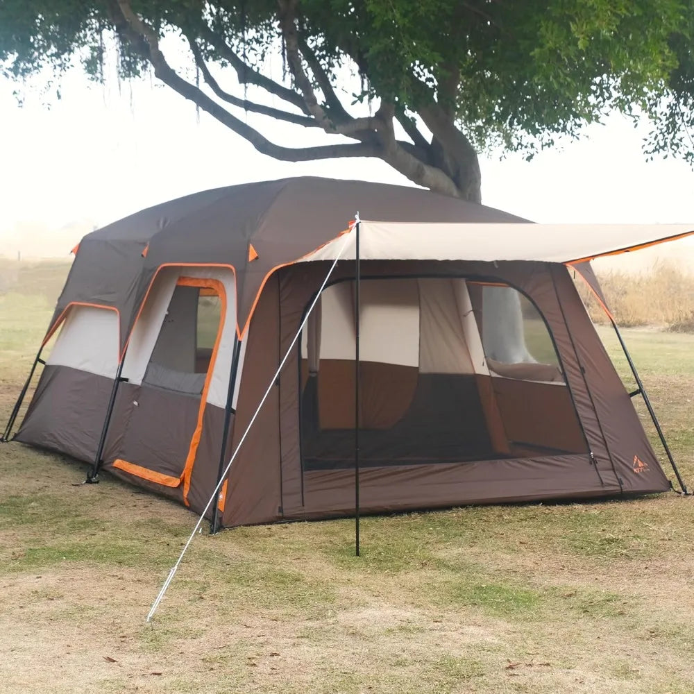 Extra Large Tent 10-12-14 Person(A),Family Cabin Tents,2 Rooms,3 Doors and 3 Windows with Mesh