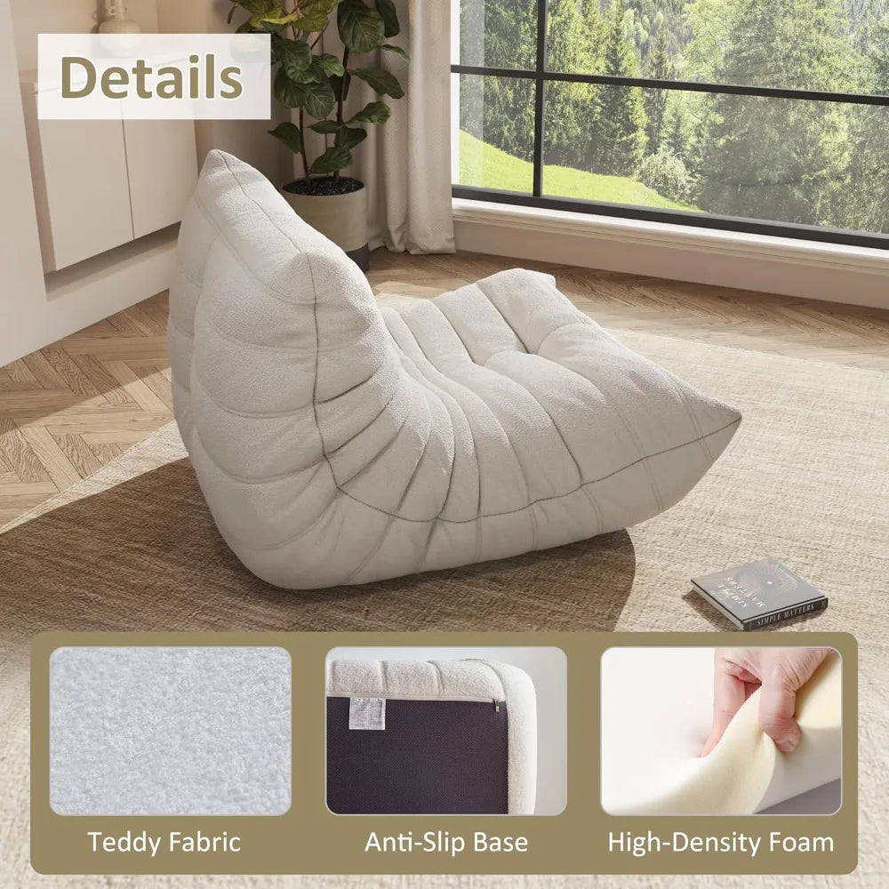 "Large Memory Foam Bean Bag Chair for Adult Living Rooms and Cozy Fireside Seating"