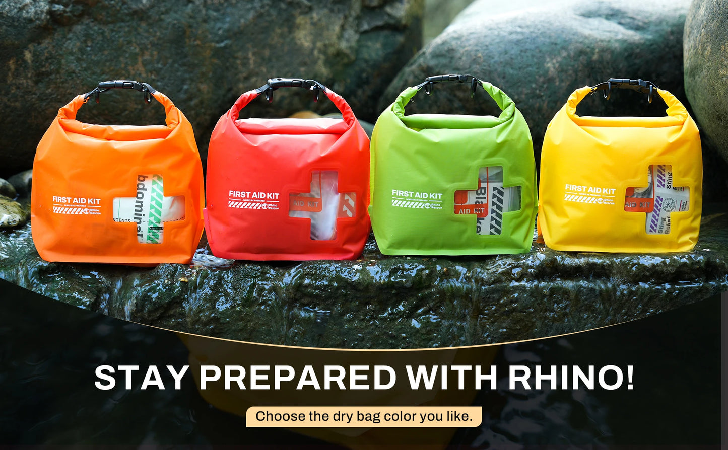 RHINO RESCUE Waterproof First Aid Kit, Lightweight Boat Dry Bag, Emergency Survival Supplies Floats