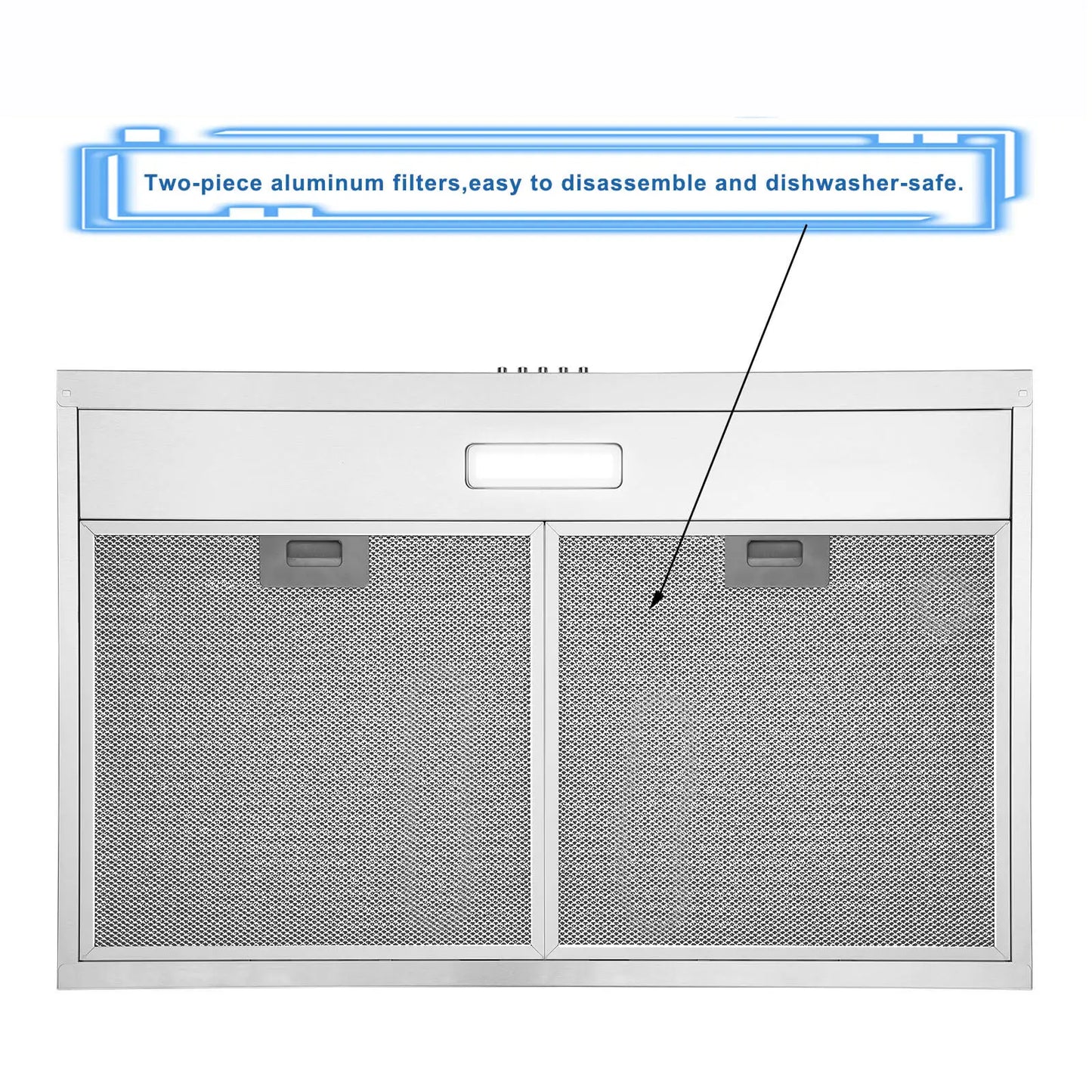 Tieasy 30 inch 230 CFM Under Cabinet Mount Stainless Steel with Carbon Filter LED Lights Kitchen Range Hood USGF2375CF