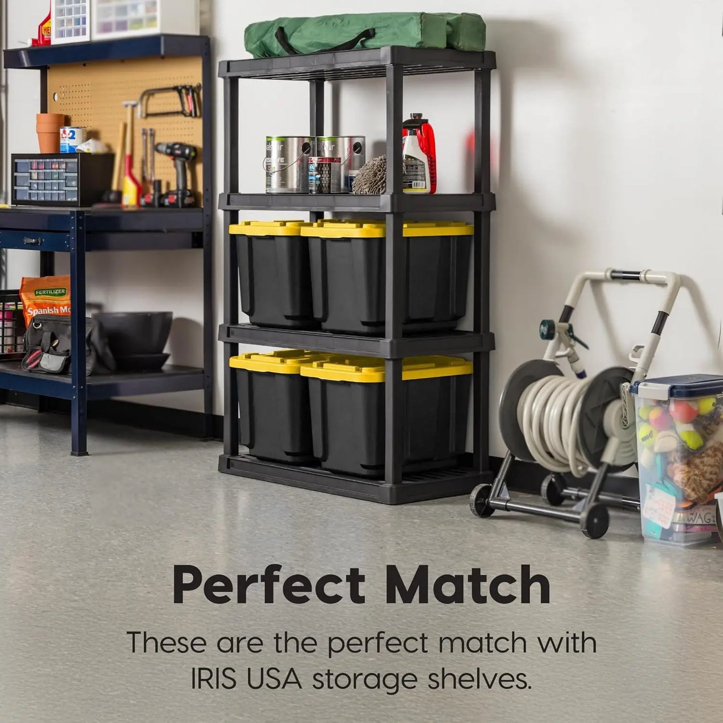 USA 4-Pack 12 Gallon Storage Bins with Lids |Made in USA| Heavy Duty Plastic Tote Containers