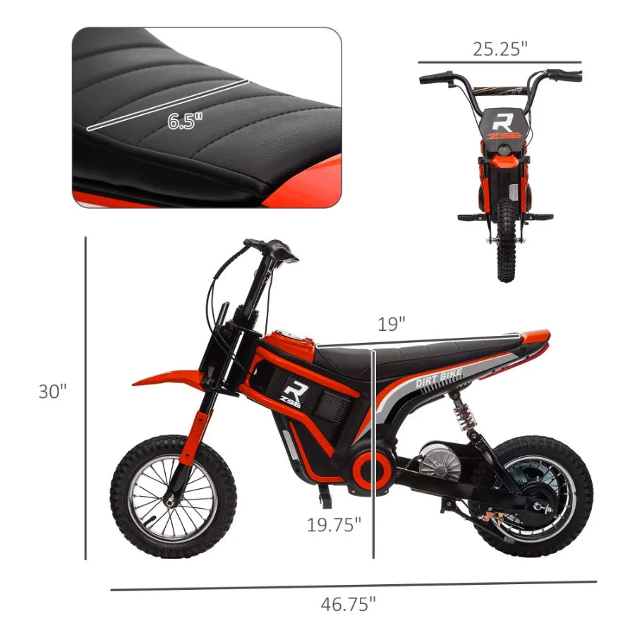 Aosom Electric Dirt Bike w/Twist Grip Throttle 24V 350W Off-Road Electric Motorcycle Up to 15 MPH