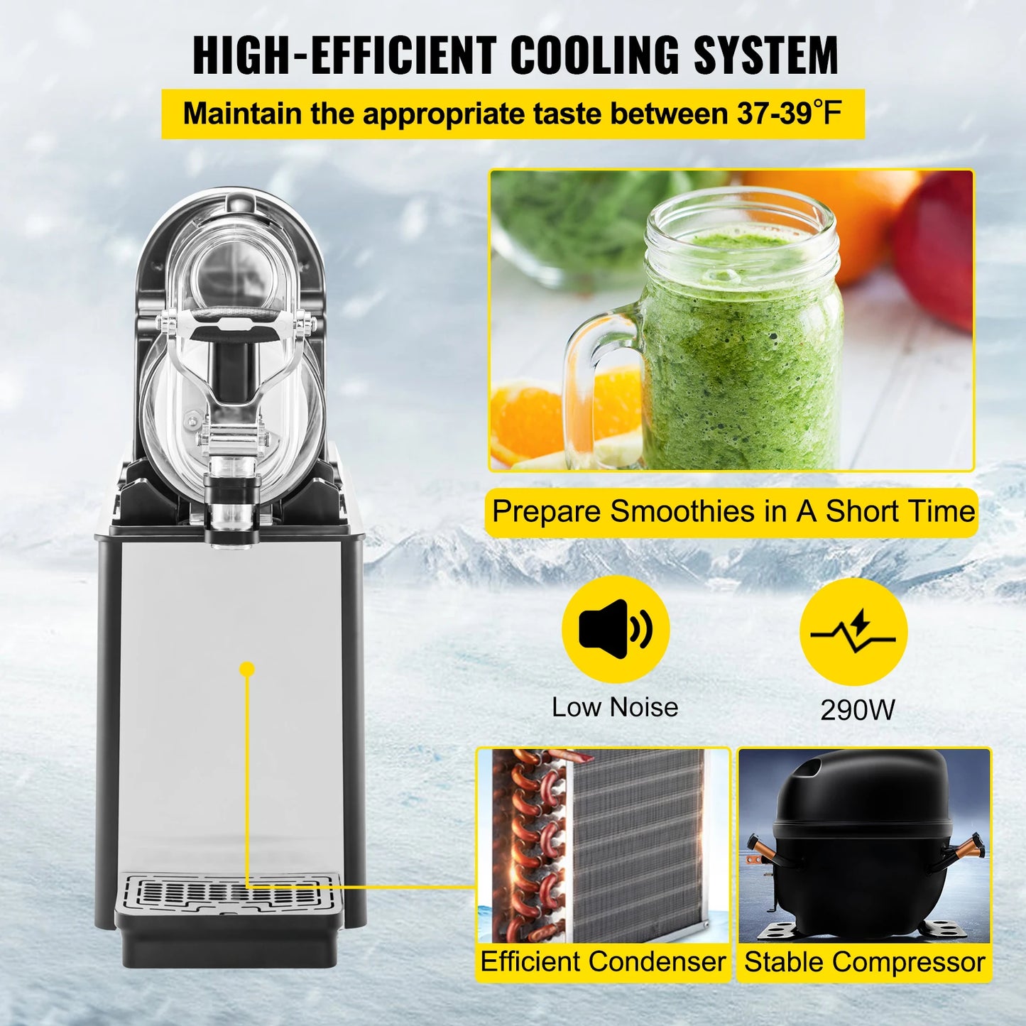 VEVOR Commercial Slushy Machine 3L Single Bowl machine a slush 330W Frozen Drink Machine