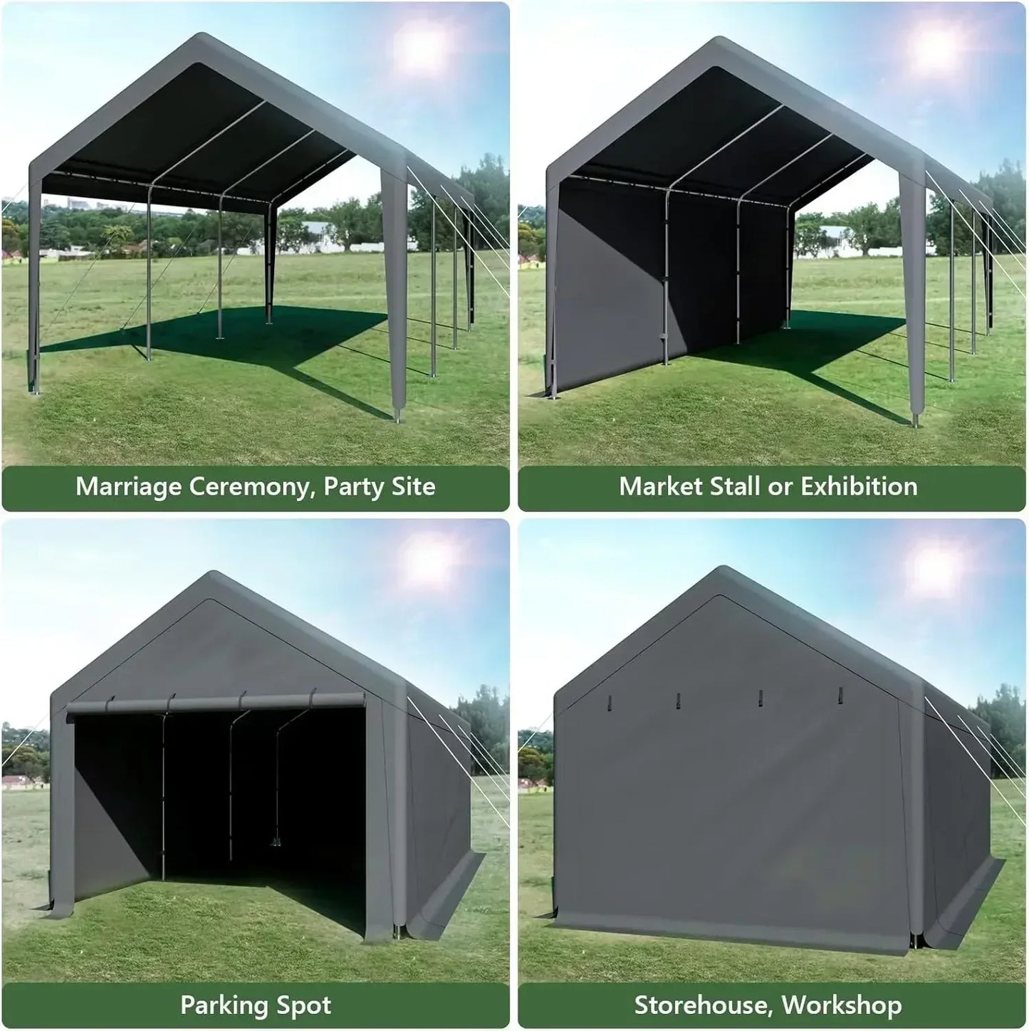 [XMSJ-Limited Stock, Buy Now!]Carport 10x20 Ft Heavy Duty Canopy Steel Canopy Storage Shed