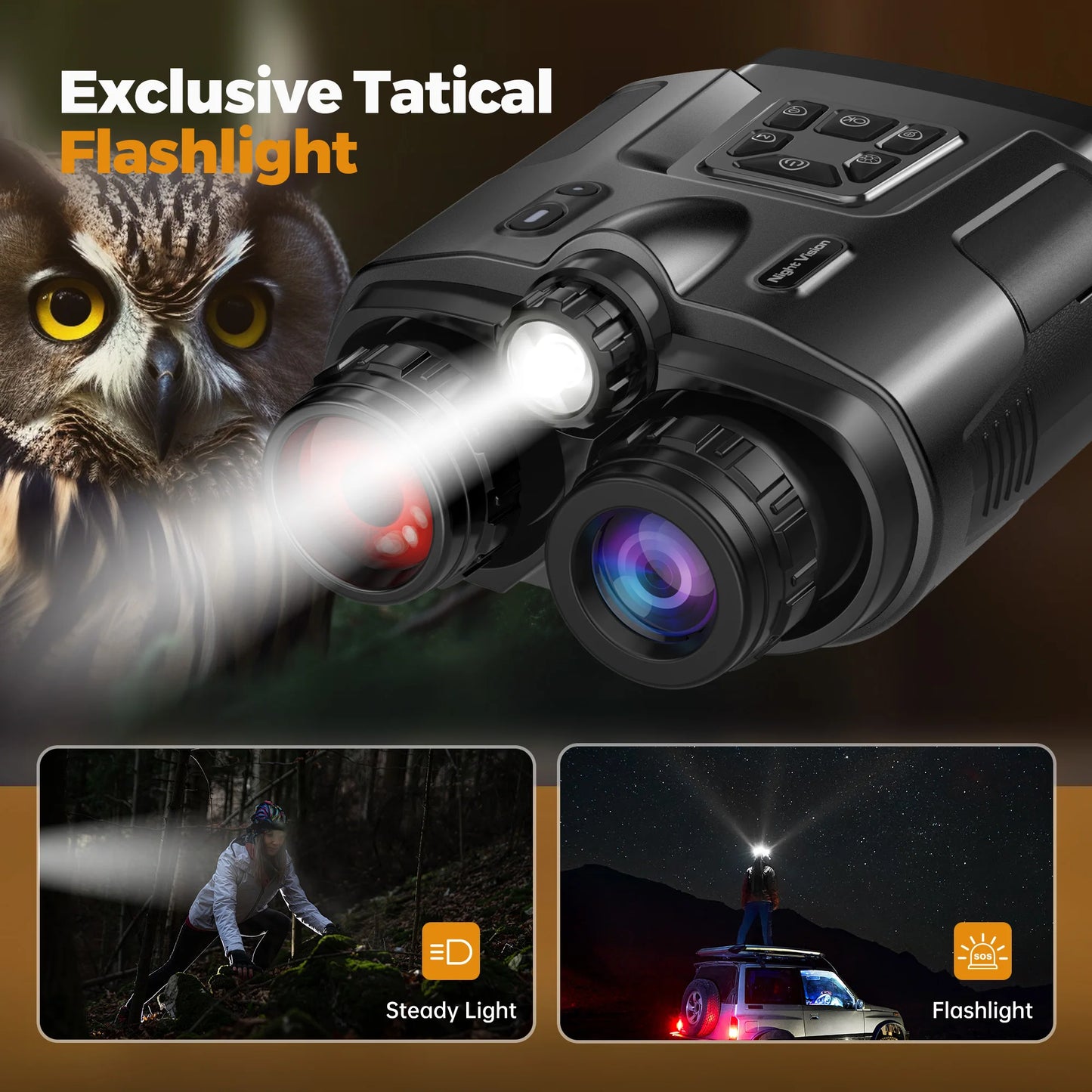 Night Vision Binoculars 4K Infrared 5000mAH Rechargeable 8X Digital Zoom 600 Meters Darkness Goggles