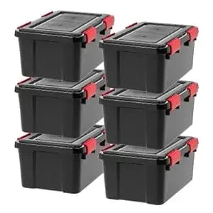 IRIS USA 6 Pack ,19 Quart Plastic Storage Box w/ Durable Lid & Seal/Latching Buckles, Weathertight