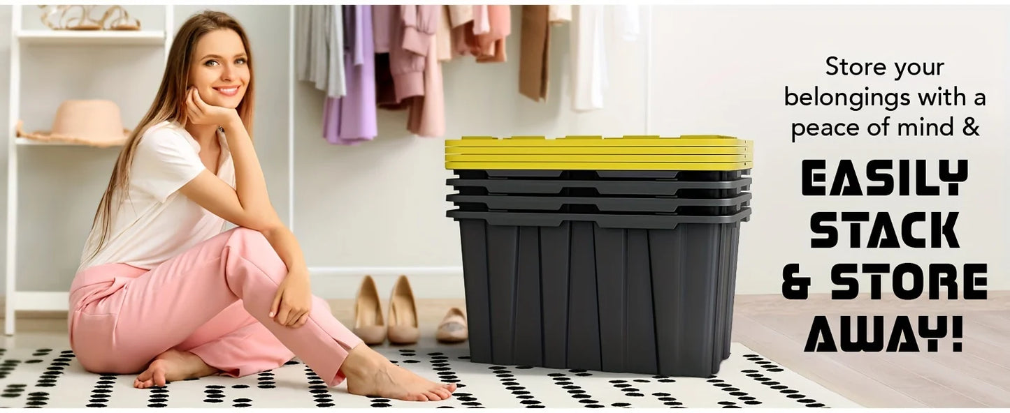 4pcs 17 Gallon Plastic Storage Bin Tote Organizing Container with Ultra Durable Secure Latching Lids