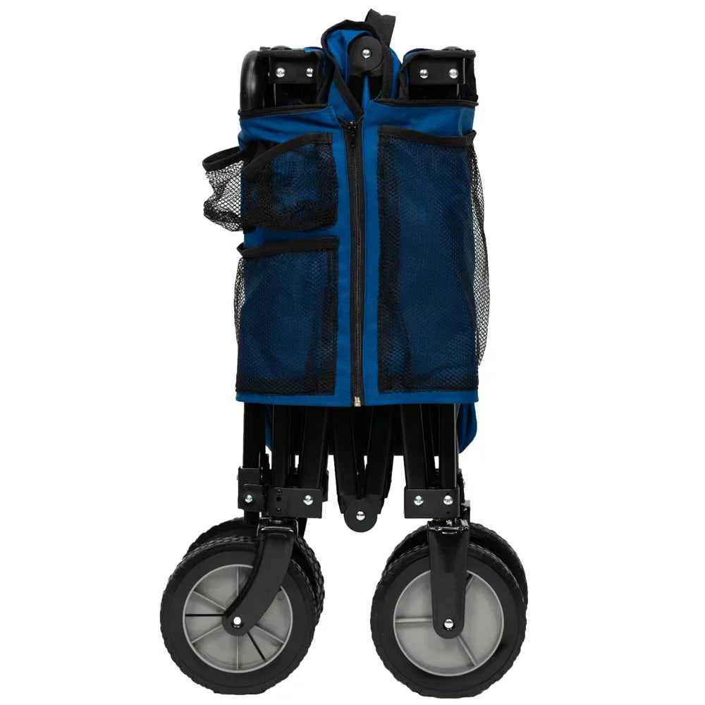 Quad Fold Camping Wagon with Telescoping Handle, Blue