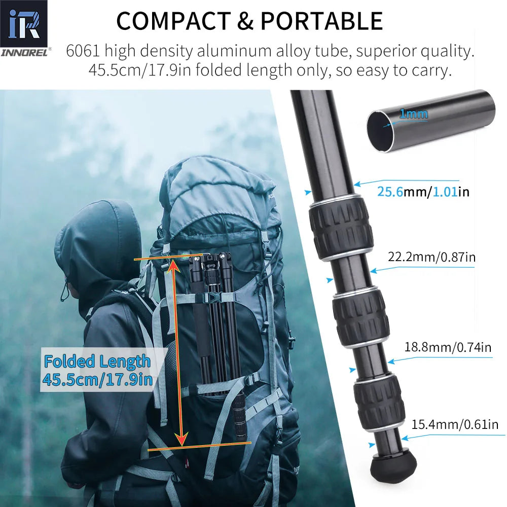 INNOREL RT45A Tripod Aluminum Alloy Travel Portable Photographic Monopod/DSLR Camcorder Stand