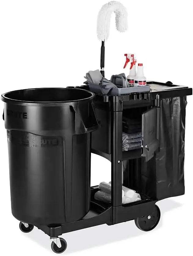 Rubbermaid Executive Series Janitorial & Housekeeping Cleaning Cart w/Locking Cabinet, Wheeled