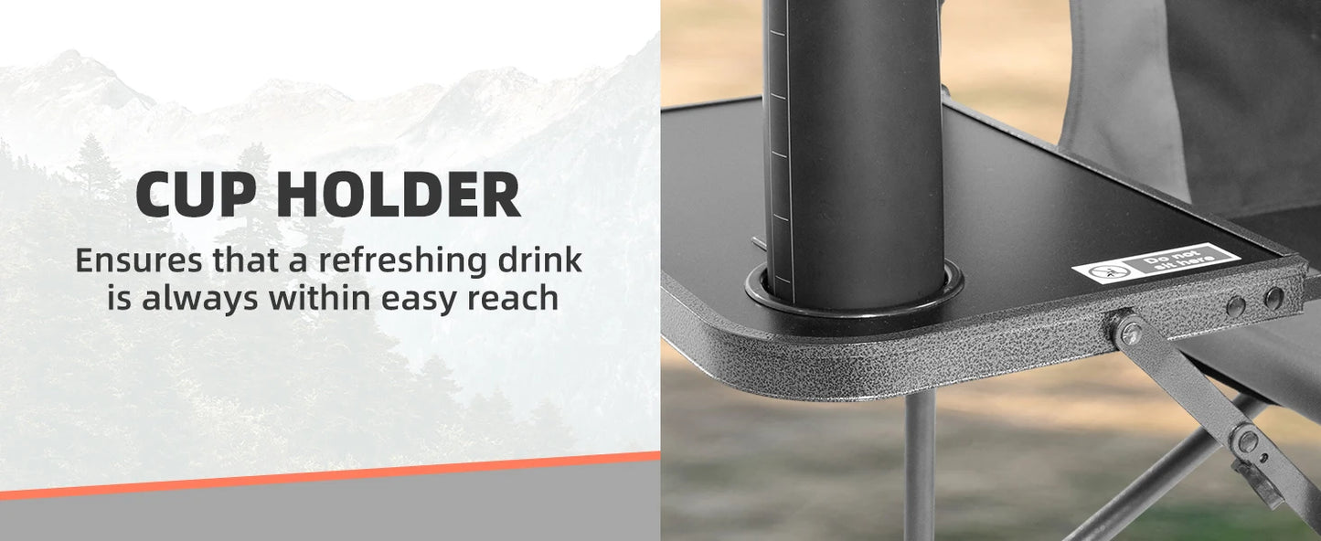 Tisetrail Director Camping Chair with Cooler Bag Camping Directors Chair with Foldable Side Tray