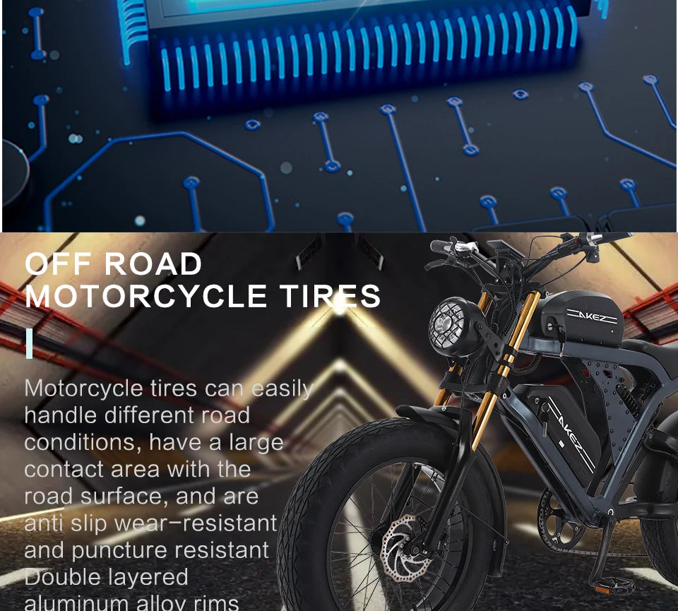 US Stock 1500w 48V Fat Tire Electric Bike Motorcycle Adults Off Road All-Terrain Bikes