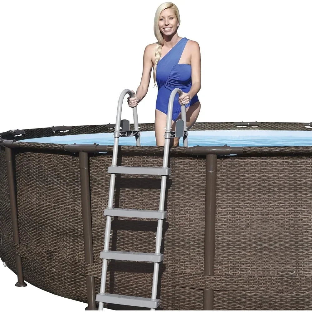 Power Steel 14’ x 42” Round Above Ground Swimming Pool Set/1,000 GPH Filter Pump, Ladder/Cover