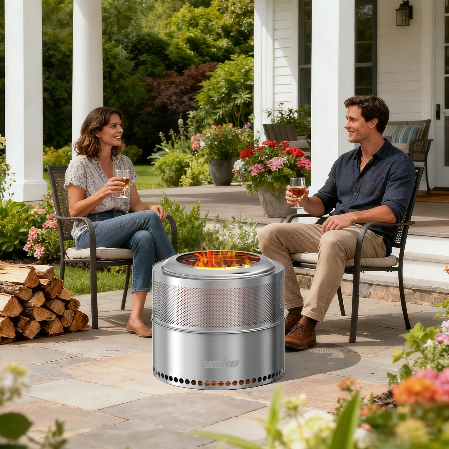 Wood Burning Firepit,Large Stainless Steel Smokeless Fire Pit with Carry Bag, Camping Firewood