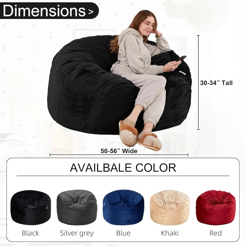 Bean Bag Chair: Giant 4' Memory Foam Furniture Bean Bag Chairs/Microfiber Cover - 4Ft, Black