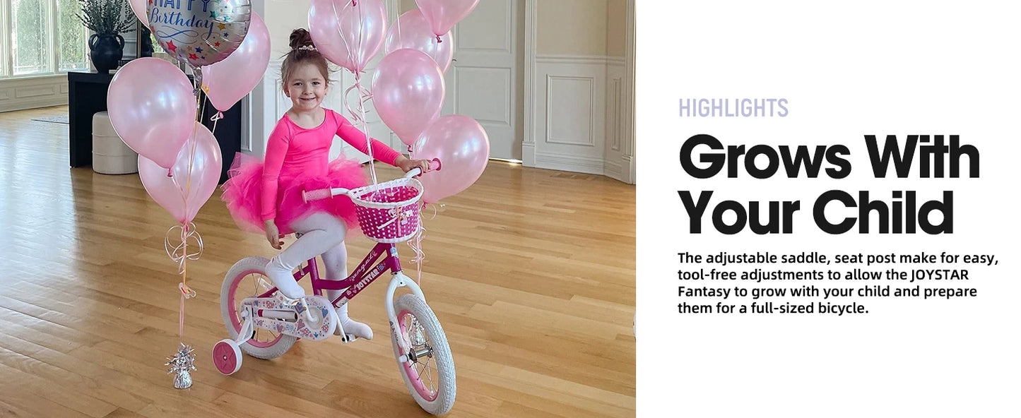 US warehouse Colorful Girls Bike with Basket & Training Wheels 12 14 16 18 Inch Kids Bike Foot Brake