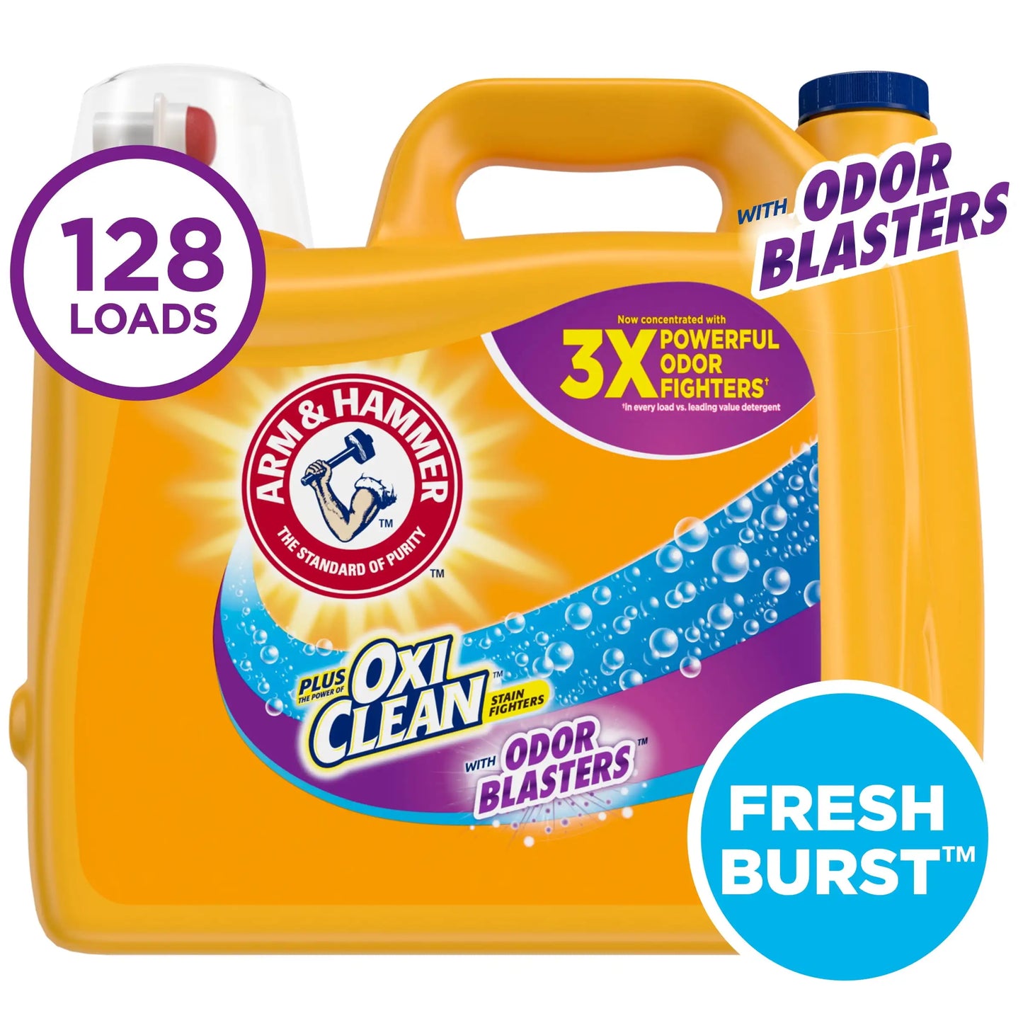 Plus OxiClean Odor Blasters Liquid Laundry Detergent Fresh Burst 166.5 Fl Oz 128 Loads