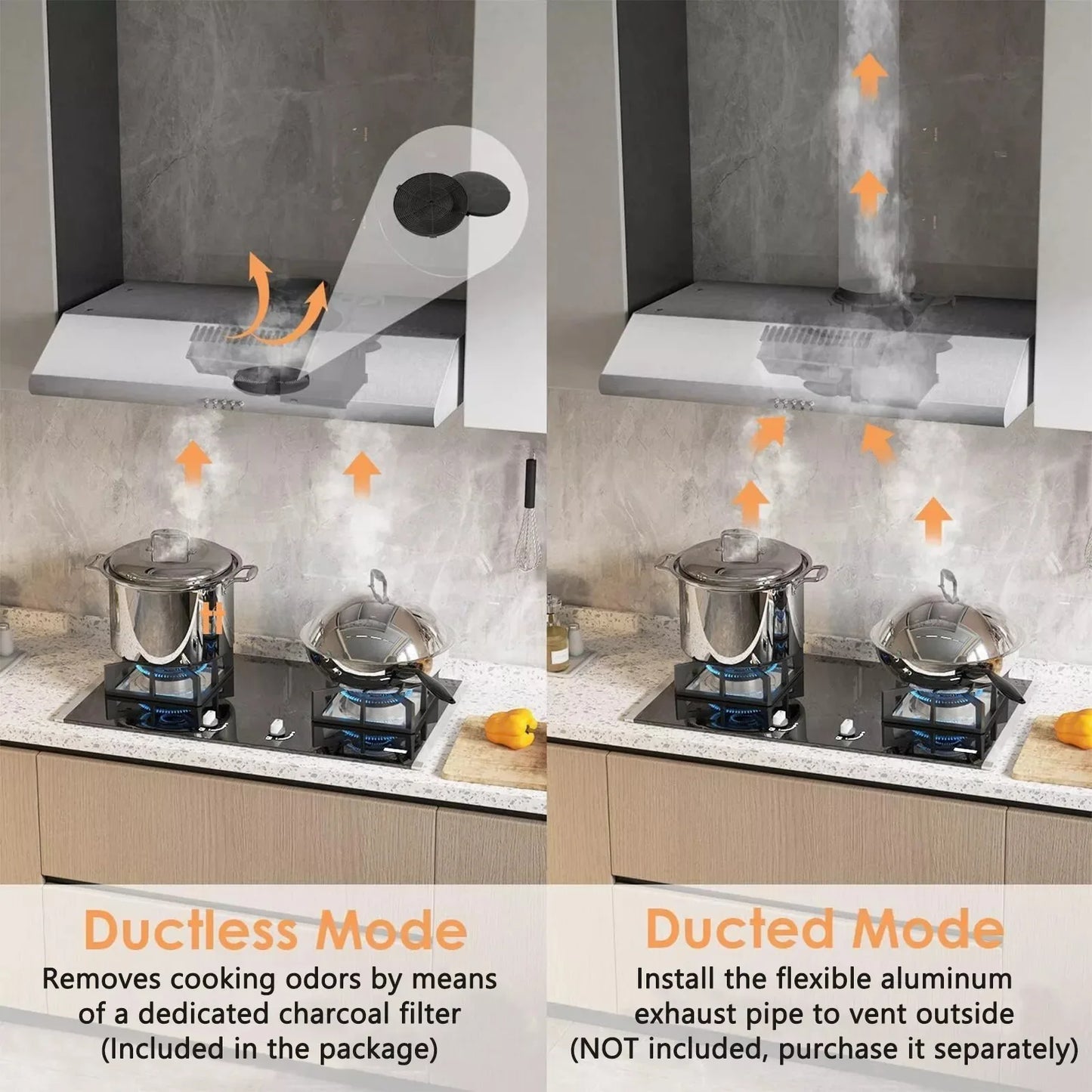 30 inch Kitchen Under Cabinet Stainless Steel 250CFM Carbon Filter Range Hood