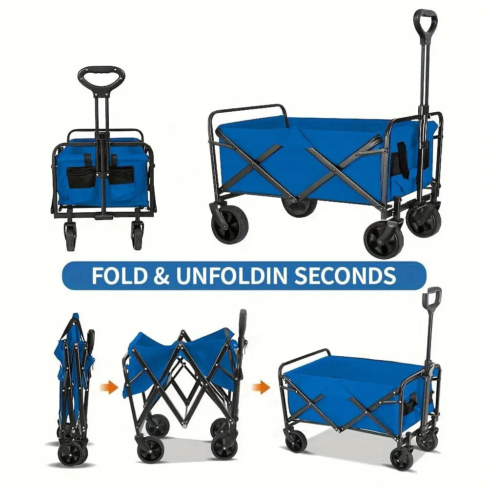 Wagon Cart Foldable Heavy Duty Utility Cart for Groceries, Sports, Gardening, Shopping