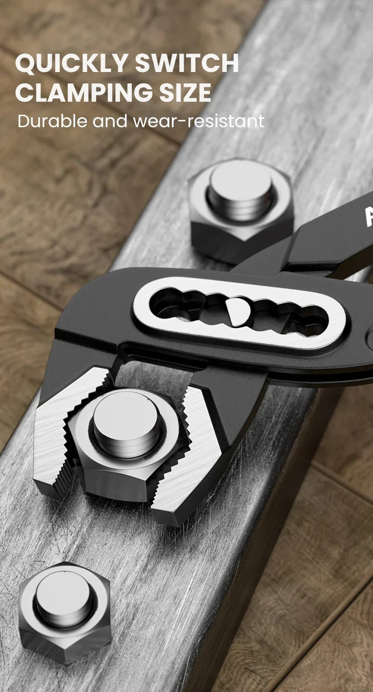 AIRAJ 8/10/12" Water Pump Pliers 3 Pack Large Jaw Heavy-Duty w/Quick-Release Lever & Non-Slip Handle