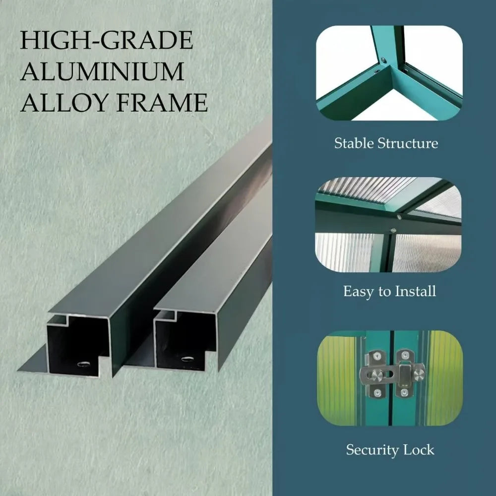 6*4.2*7.2FT Greenhouse for Outdoors, Polycarbonate Greenhouse/Wind Protection and Roof Vent