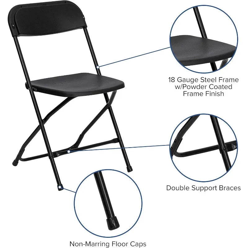 8' Plastic Bi-Fold Table Set w/10 Folding Chairs, 11-Piece Rectangular Folding Table and Chairs Set